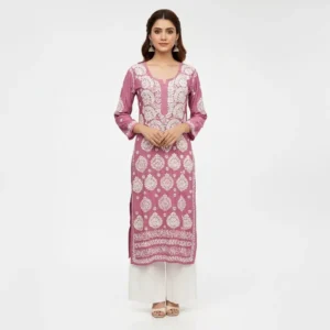 Chikankari Muslin Kurti  Orchid