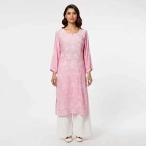 Chikankari Muslin Kurti  Mauve 1