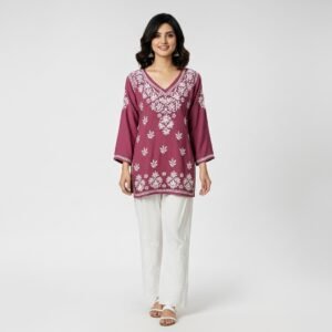 Chikankari Short Kurti Orchid