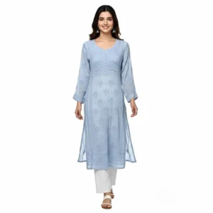 Chilkankari Viscose Georgette Kurti Blue