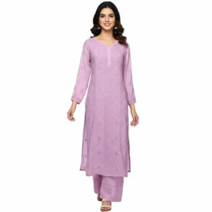 Chikankari Georgette Kurti Set Mauve