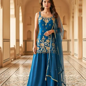 S4U Sharara/Plazzo Suit Set Blue