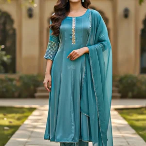 S4U Anarkali Suit Set Blue
