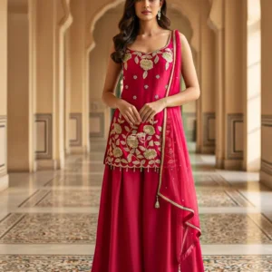 S4U Sharara/Plazzo Suit Set Red