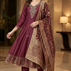 S4U Anarkali Suit Set Maroon