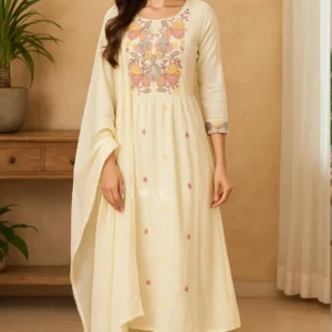 S4U Anarkali Suit Set White