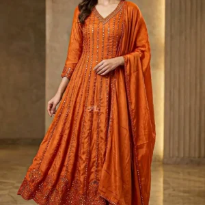 S4U Anarkali Suit Set Orange