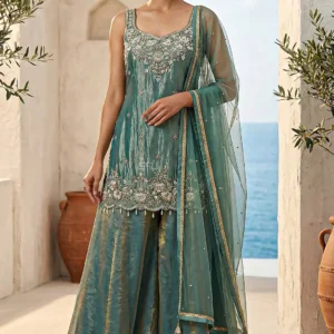 S4U Sharara/Plazzo Suit Set Teal