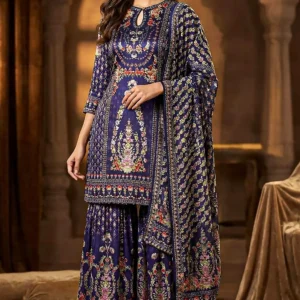 S4U Sharara/Plazzo Suit Set Blue